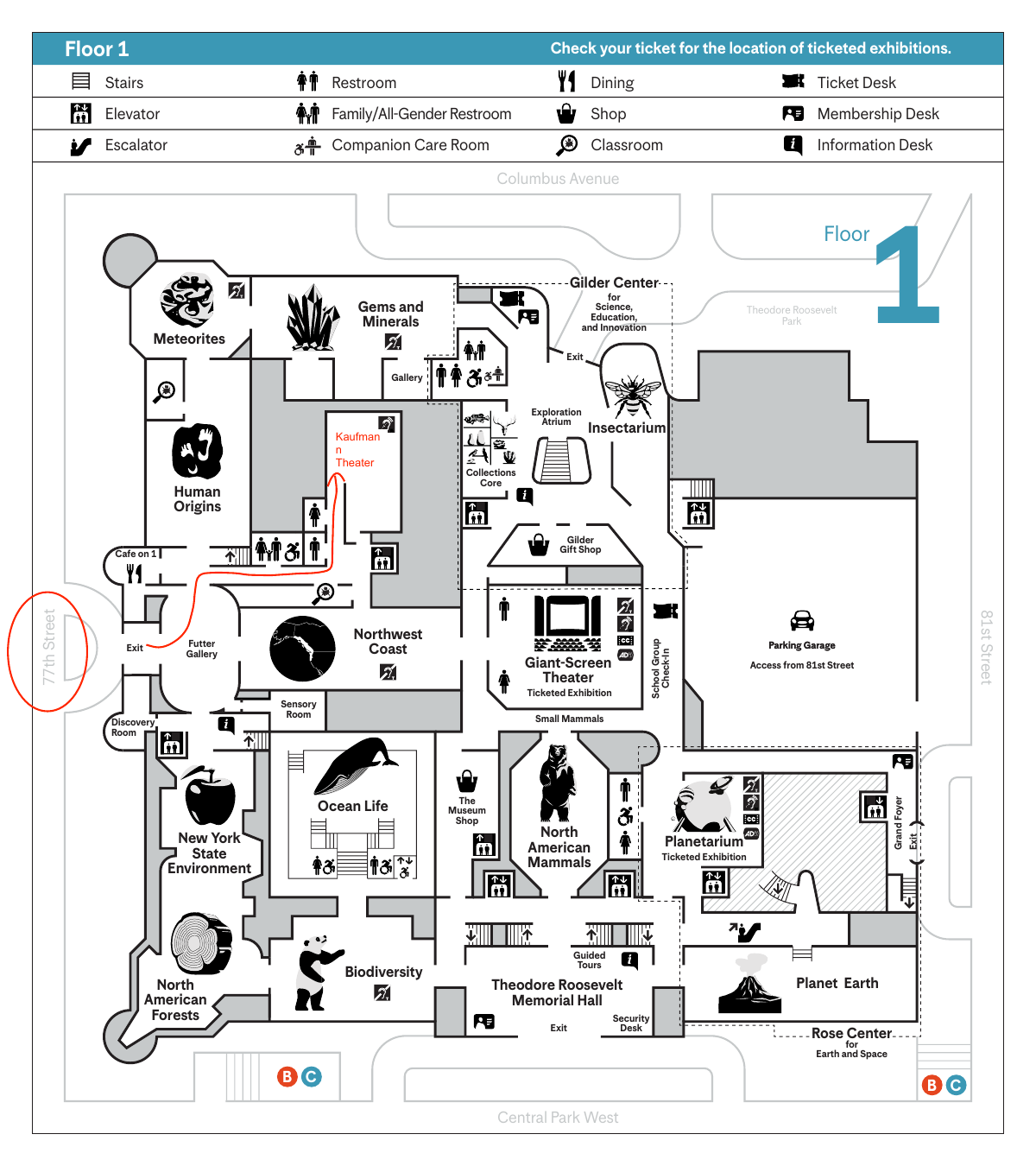 AMNH entrance map
